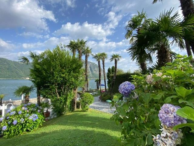 Luganersee, Pool, Strand, Parkplatz, Suite 比索内 外观 照片